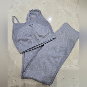 Gym Shark Flex  Lavendar Gray Workout Set Leggings Size Small